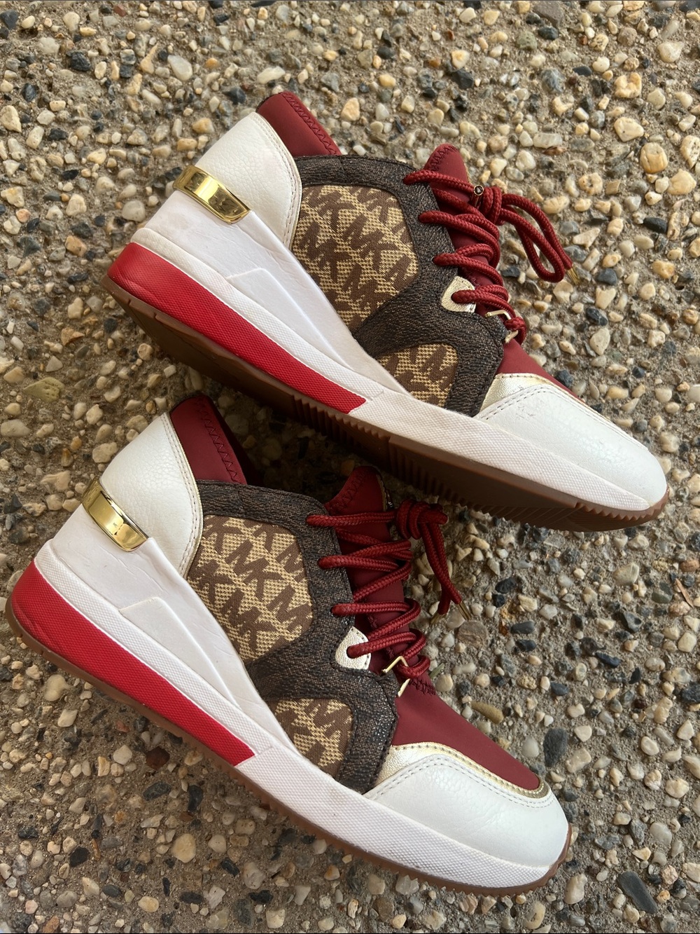 Michael Kors Liv Trainer MK Signature Brandy Multi Wedge Fashion Sneakers